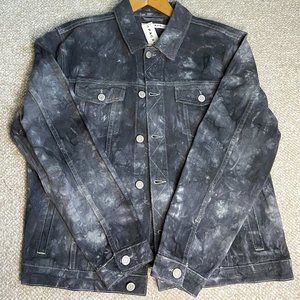 NWT PACSUN BLACK & GREY TIE DYE DENIM JACKET (L)